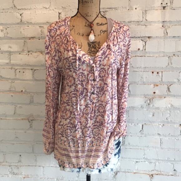 Lucky Brand boho hippie top size M. EUC. Paisley - Picture 1 of 8